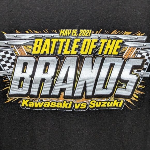 Men's Unisex 4XB Motorcycle T-Shirt Battle of the Brands Kawasaki vs Suzuki 2021 - Picture 2 of 7